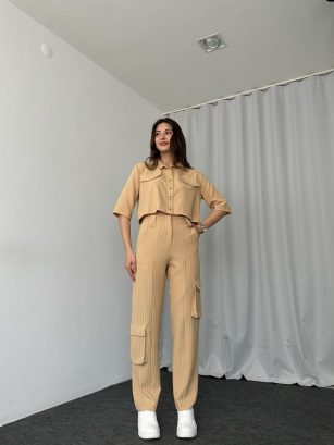 Cep Detaylı Pantalon-Gömlek Takım