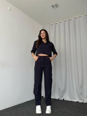 Cep Detaylı Pantalon-Gömlek Takım (Lacivert)