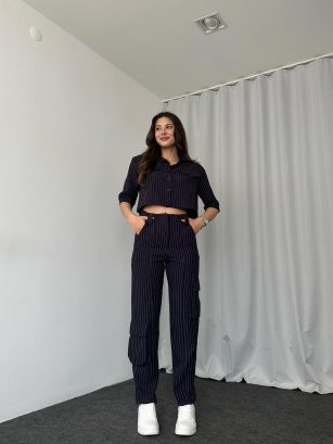 Cep Detaylı Pantalon-Gömlek Takım (Lacivert)