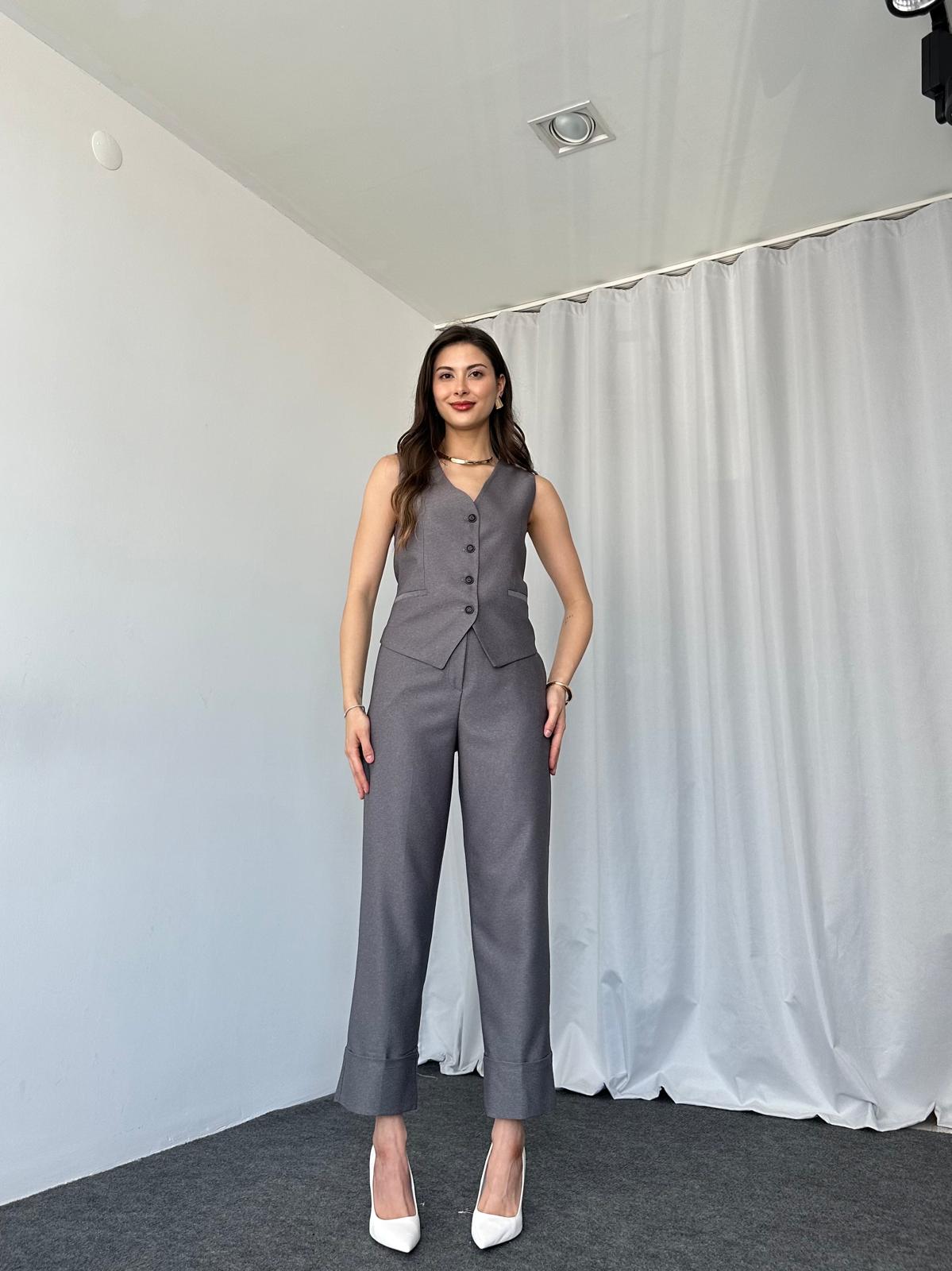 Kadın Füme Double Paça TEK Pantalon