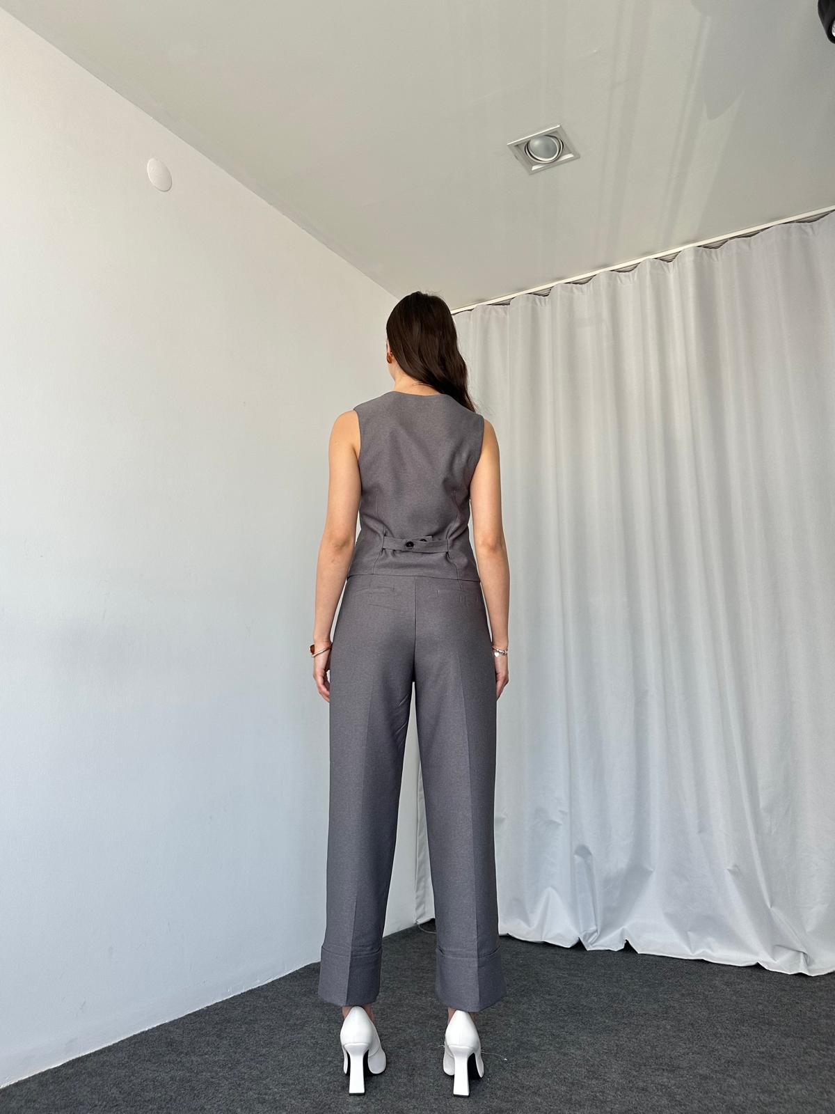 Kadın Füme Double Paça TEK Pantalon - Görsel 5