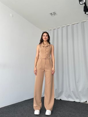 Rachel Yelek-Pantalon Takım (Vizon)