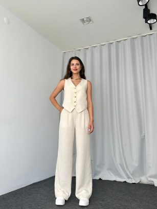 Edna  Yelek-Pantalon Takım (Taş Rengi)