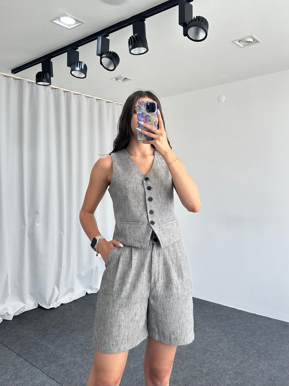 Laura Yelek-Şort Takım (Füme) - Görsel 3