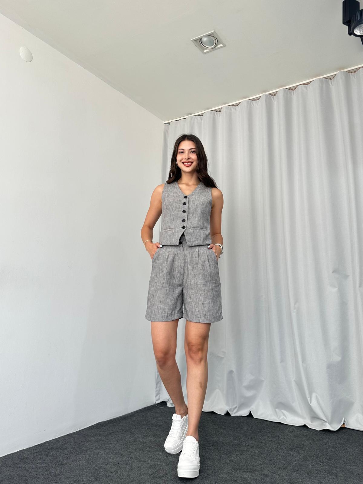 Laura Yelek-Şort Takım (Füme) - Görsel 5