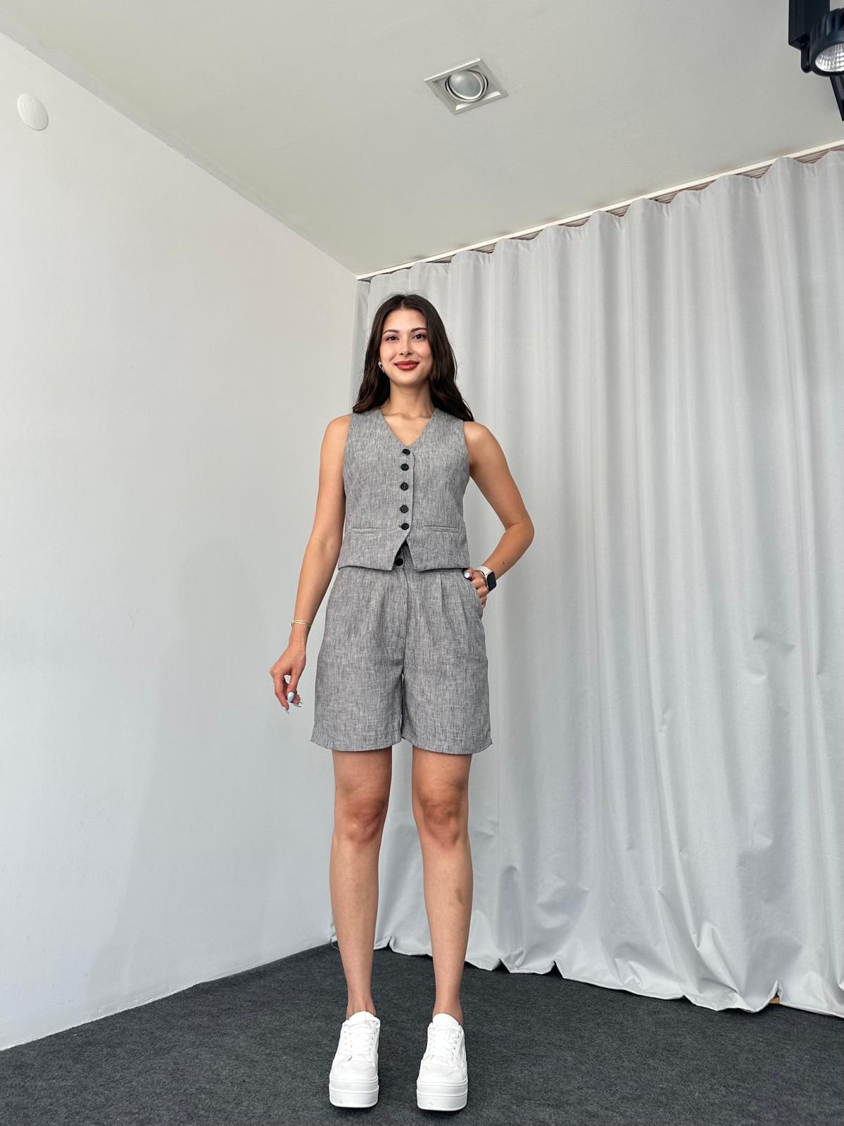 Laura Yelek-Şort Takım (Füme) - Görsel 9