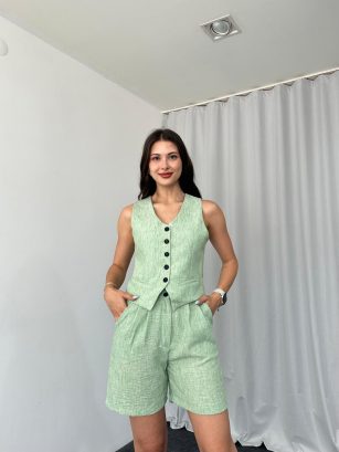 Laura Yelek-Şort Takım (Mint Yeşili)