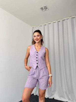 Laura Yelek-Şort Takım (Lila)
