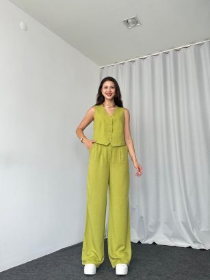 Kadın Keten Yeşil Shay Takım