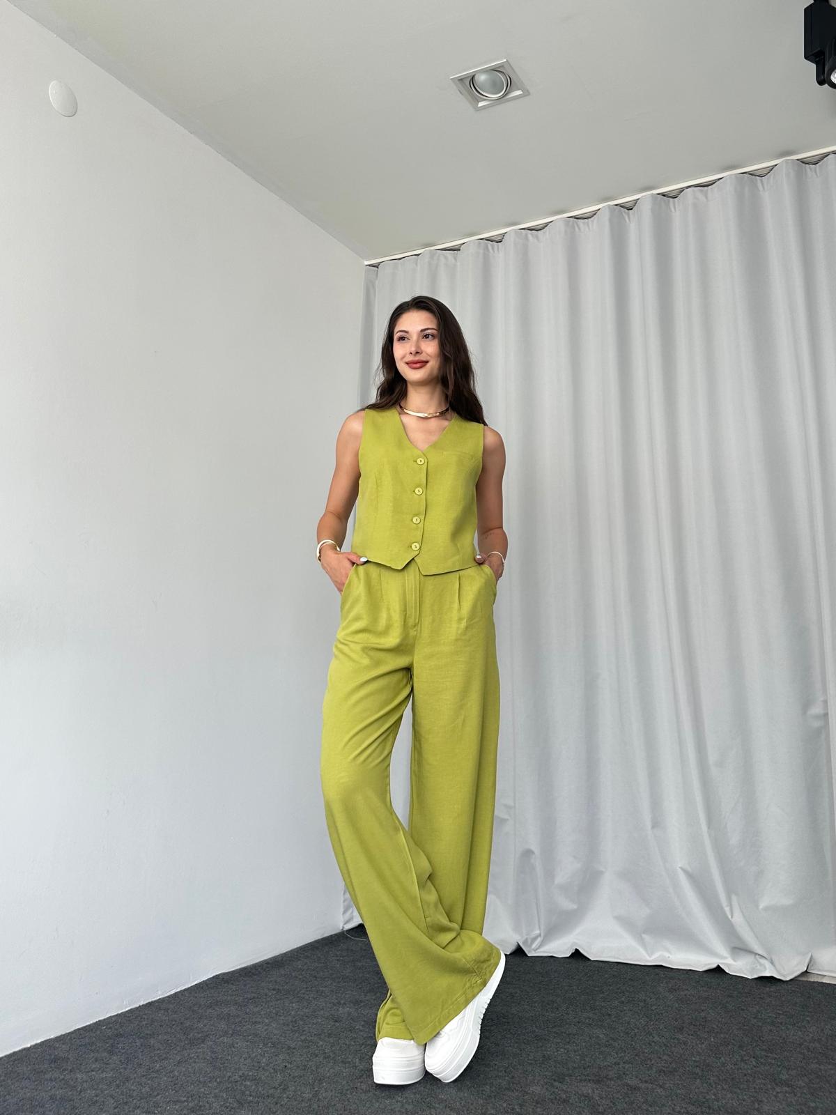 Kadın Keten Yeşil Shay Takım - Görsel 8