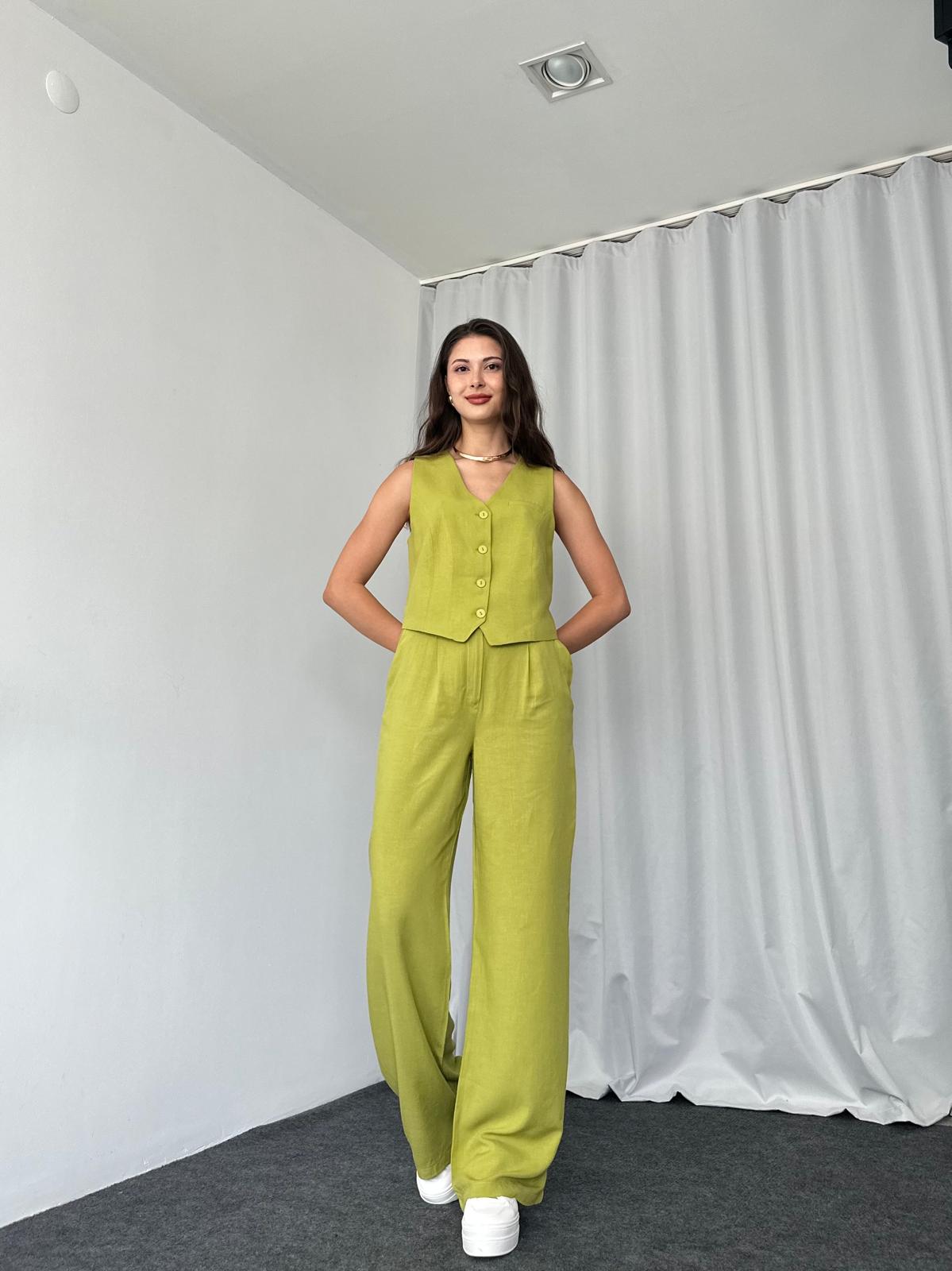 Kadın Keten Yeşil Shay Takım - Görsel 9