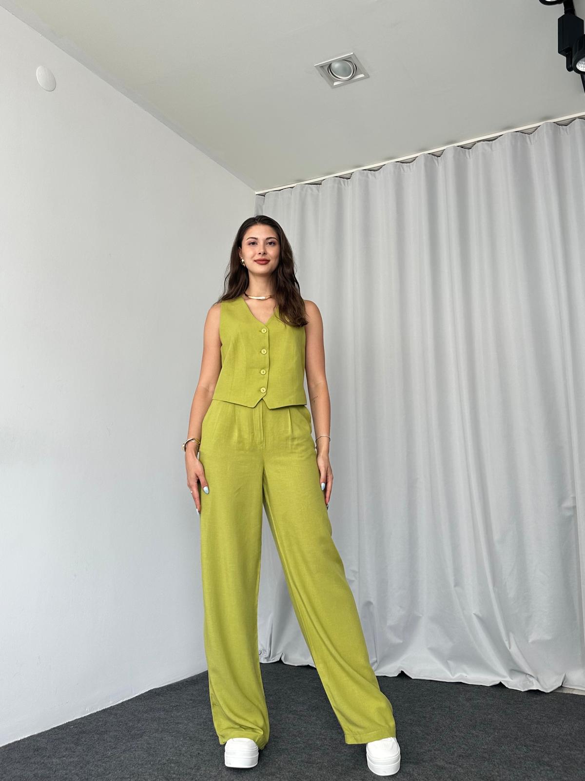 Kadın Keten Yeşil Shay Takım - Görsel 11