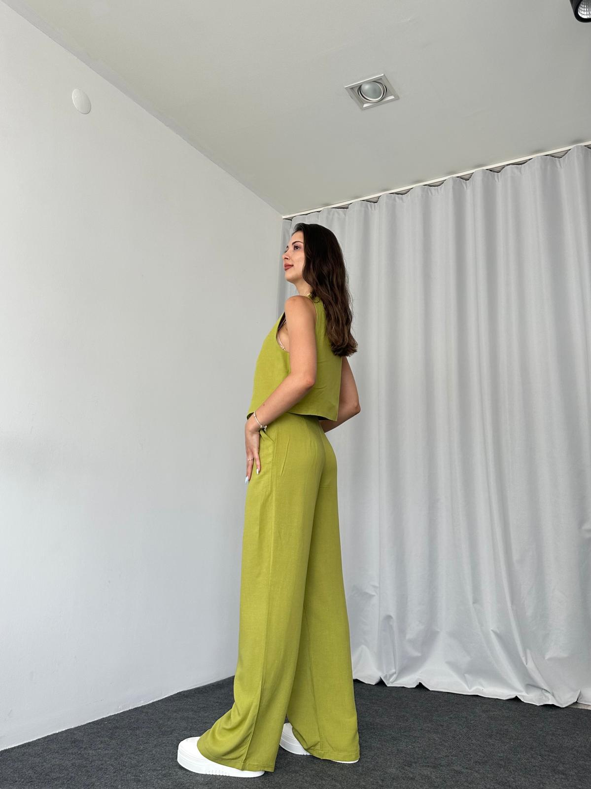 Kadın Keten Yeşil Shay Takım - Görsel 5