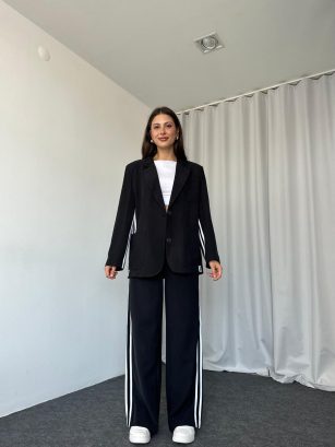 Perla Çizgili Takım (Siyah)