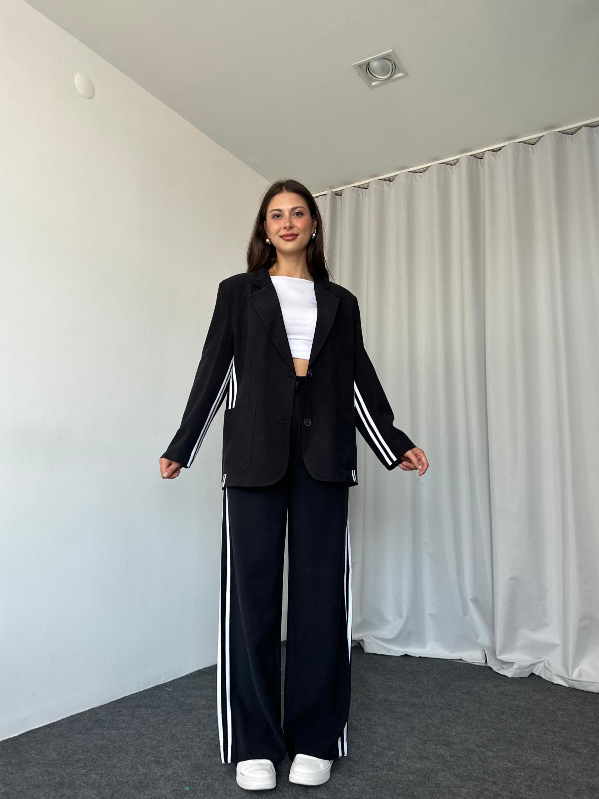 Perla Çizgili Takım (Siyah) - Görsel 7