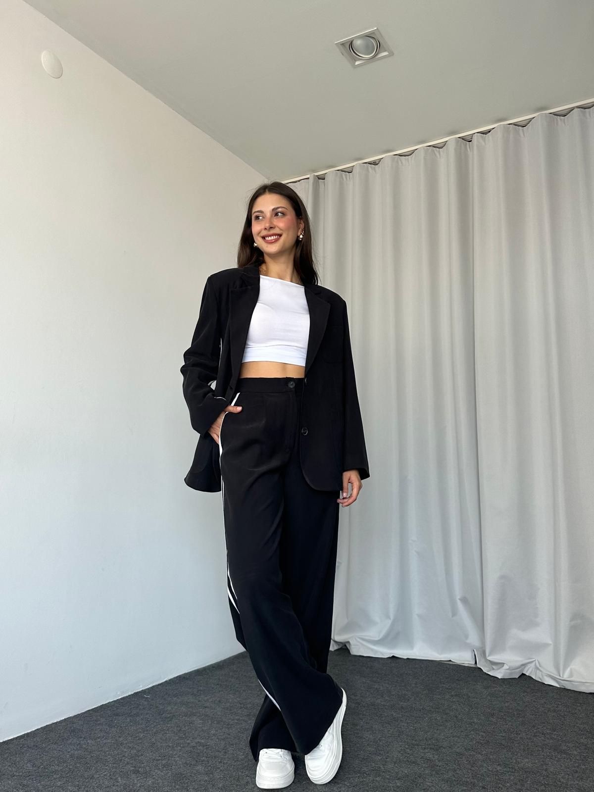 Perla Çizgili Takım (Siyah) - Görsel 8