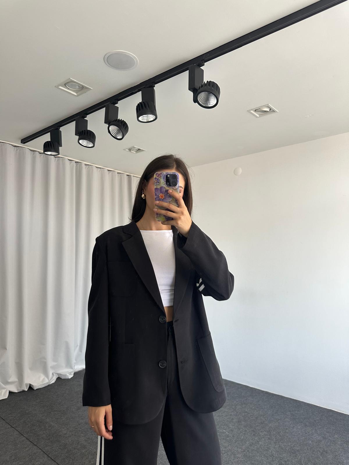 Perla Çizgili Takım (Siyah) - Görsel 2