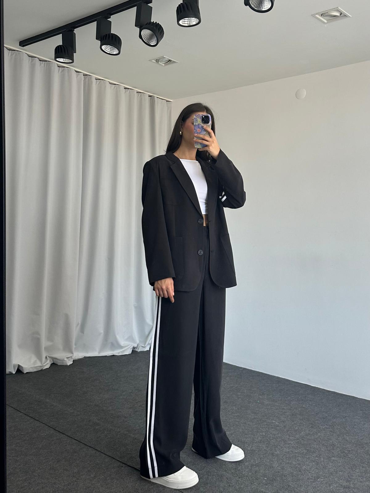 Perla Çizgili Takım (Siyah) - Görsel 3