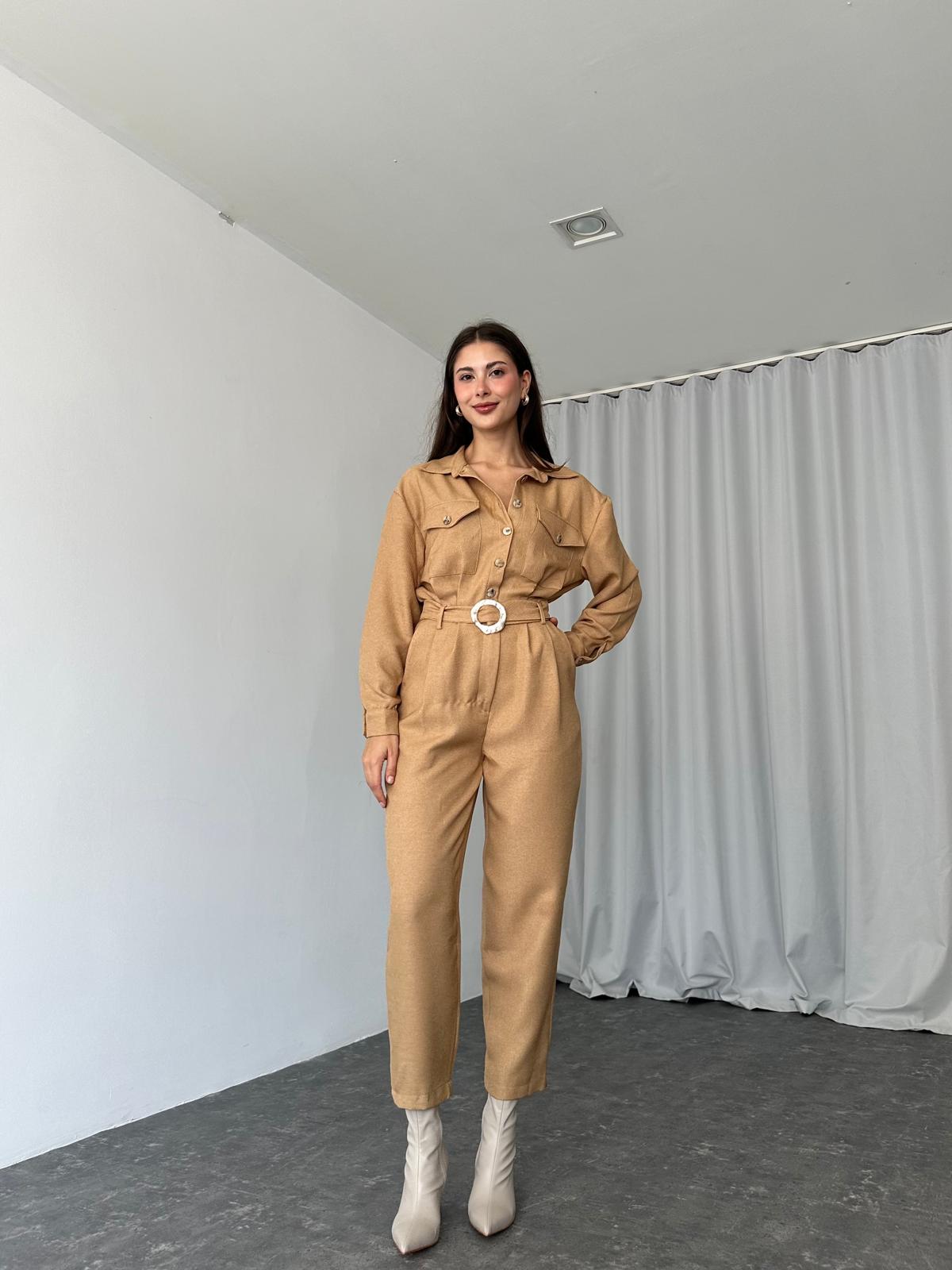 London Yün Efekt Tulum (Camel) - Görsel 3