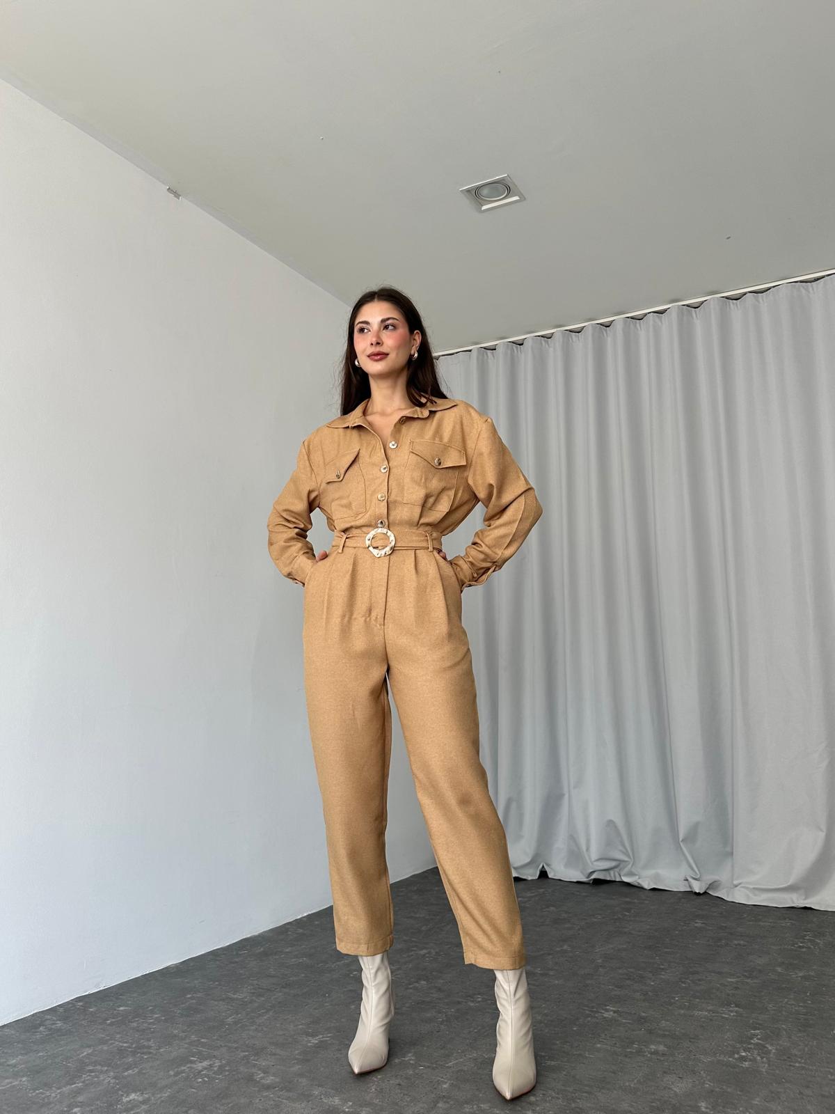 London Yün Efekt Tulum (Camel) - Görsel 4