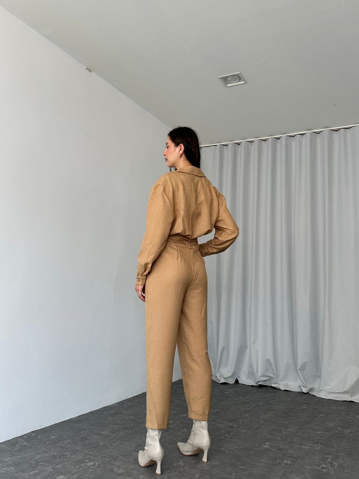 London Yün Efekt Tulum (Camel) - Görsel 8