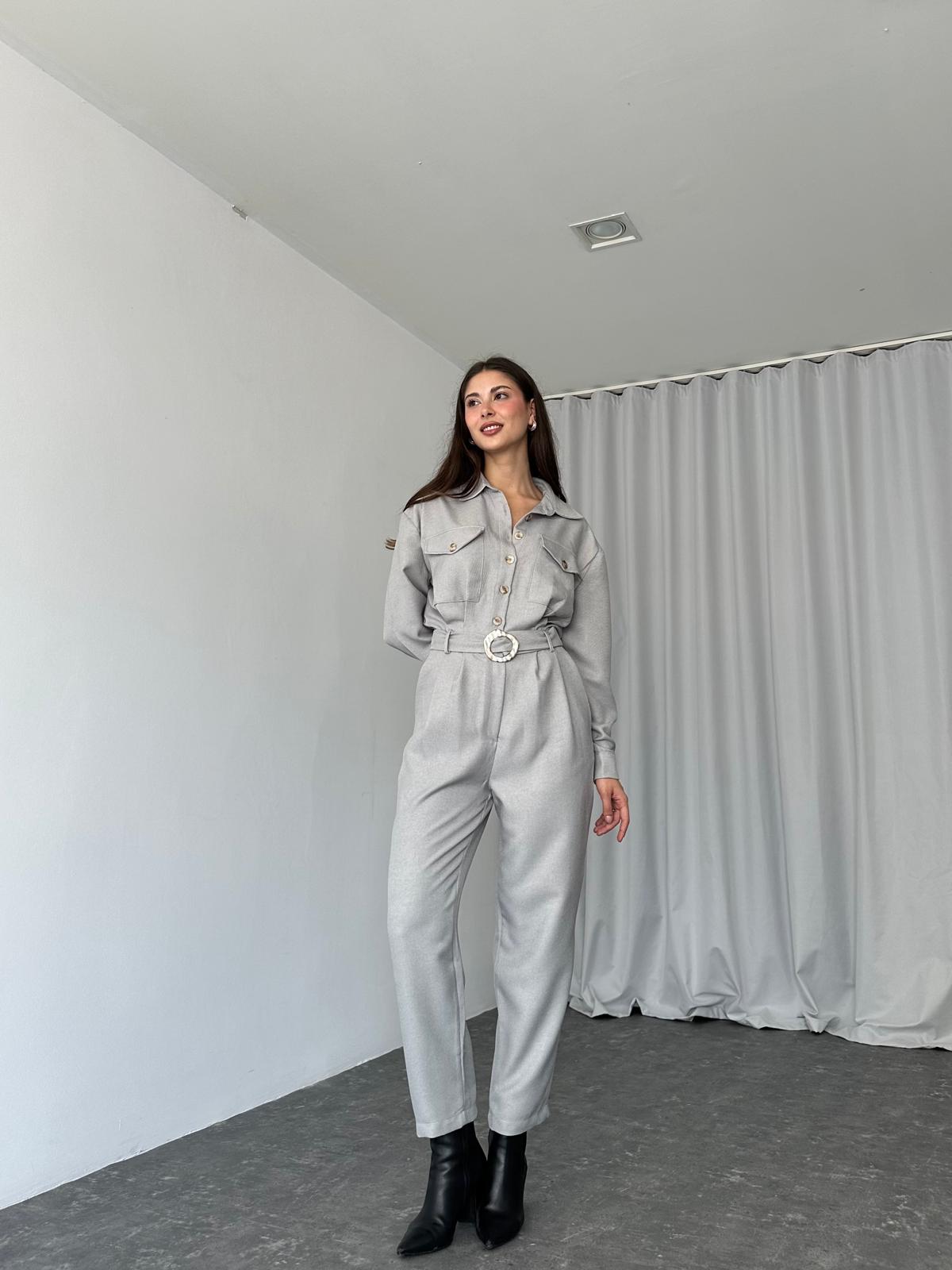 London Yün Efekt Tulum (Gri) - Görsel 4