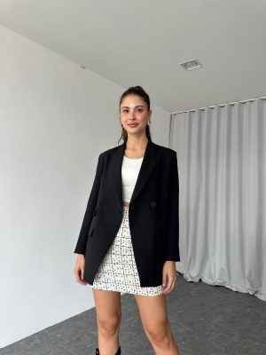 Asimetrik Kesim Ceket (Siyah)