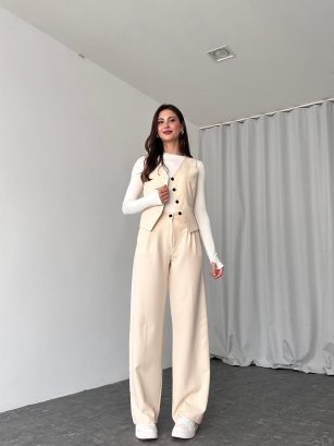 Wendy Yelek-Pantalon Takım (Krem)