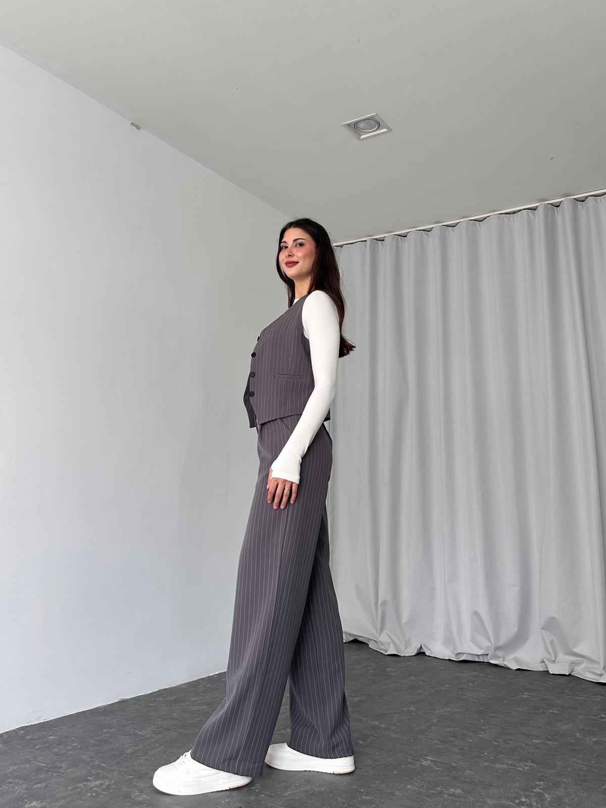 Sophia Yelek-Pantalon Takım (Füme) - Görsel 8