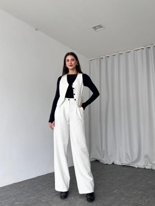 Sophia Yelek-Pantalon Takım (Beyaz)