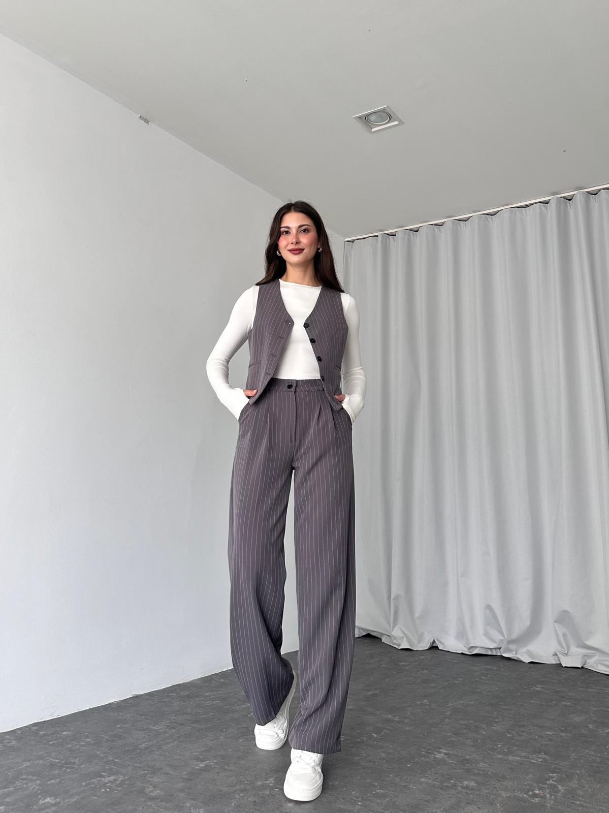 Sophia Yelek-Pantalon Takım (Füme) - Görsel 6