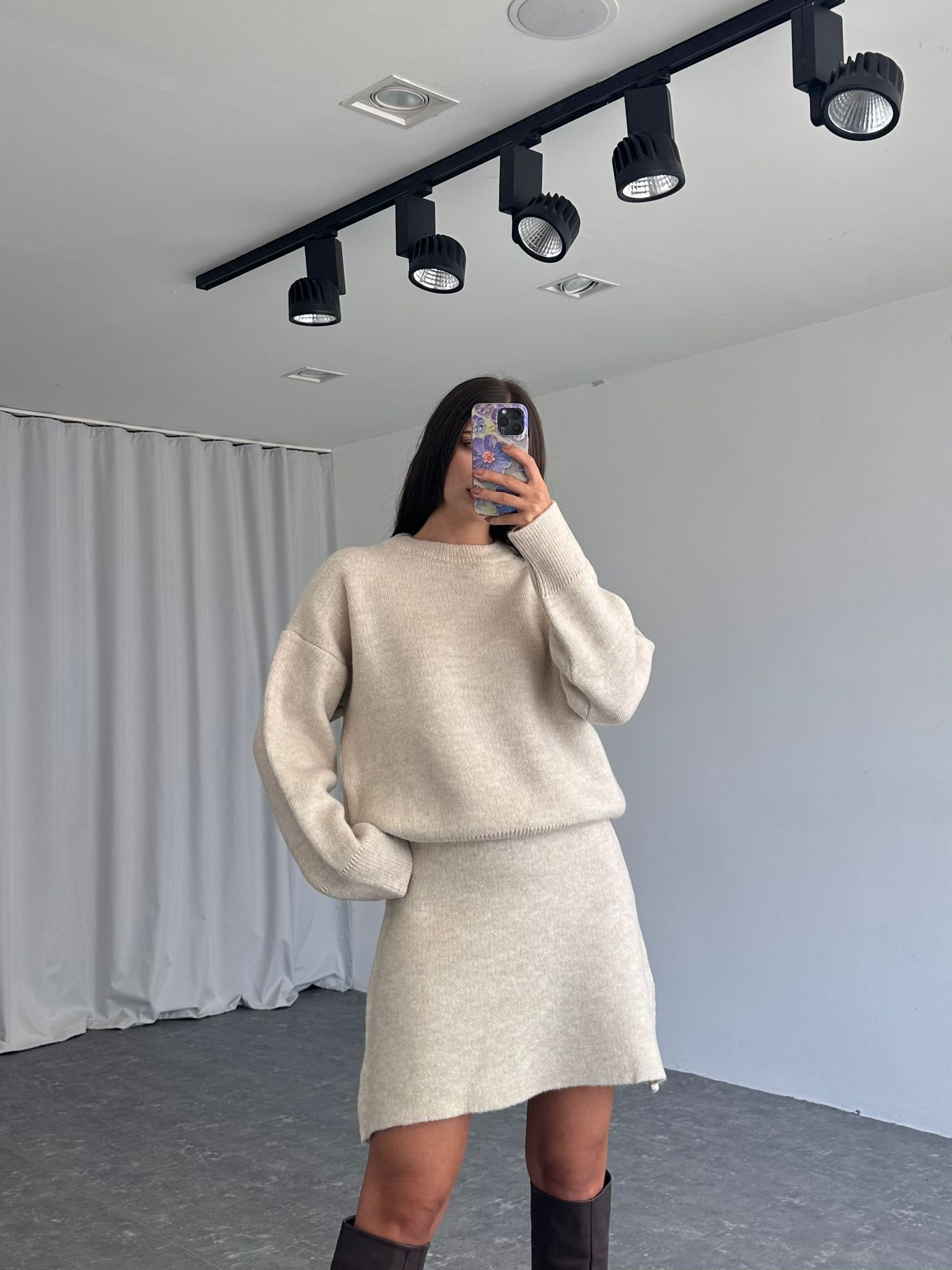 Triko Etek-Kazak Takım ( Taş Rengi) - Görsel 2