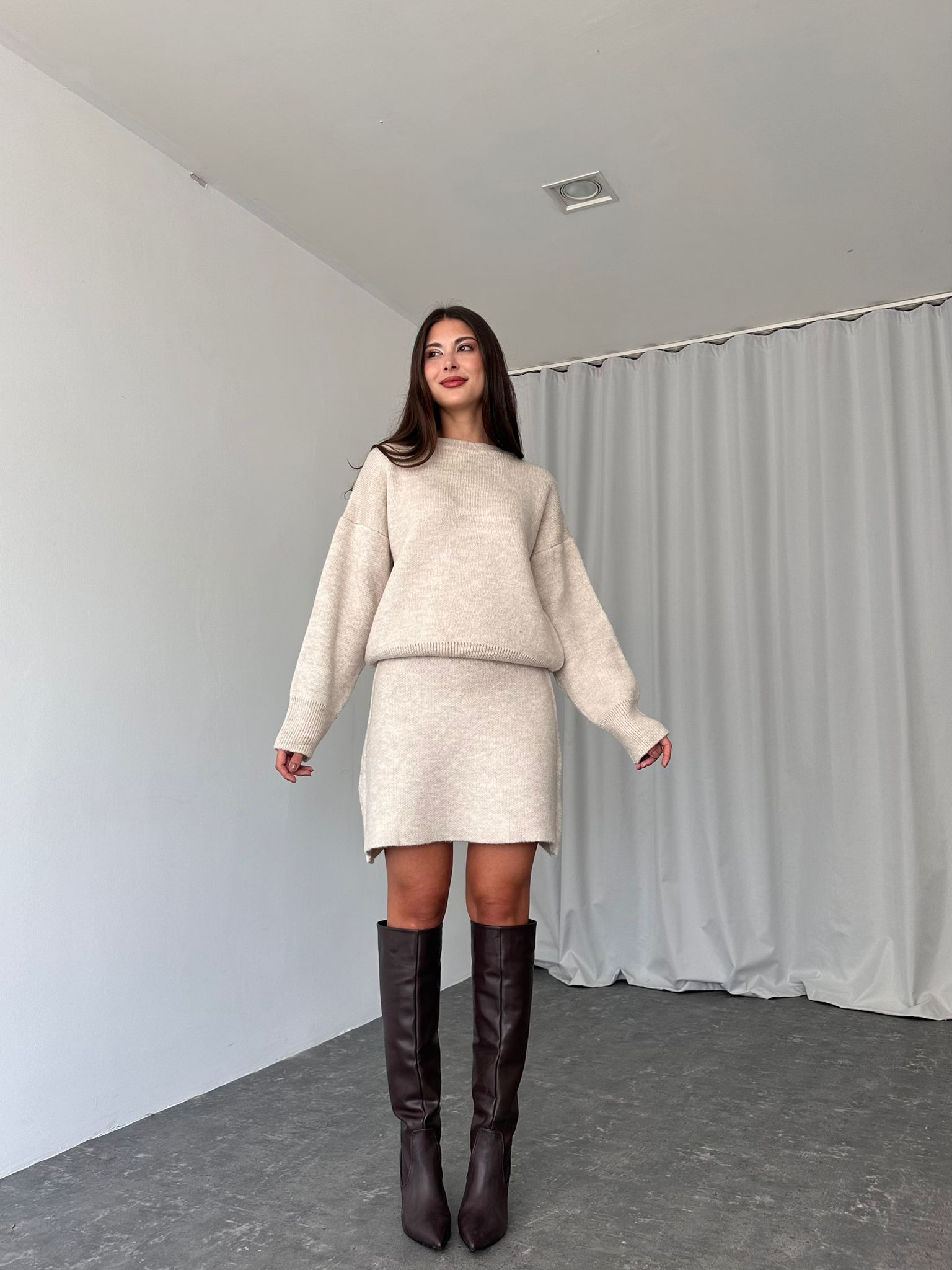 Triko Etek-Kazak Takım ( Taş Rengi)