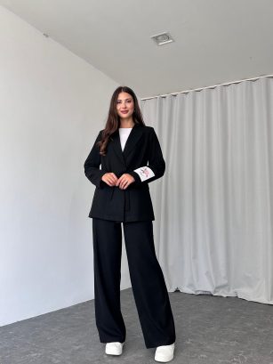 Kadın Siyah April Nakış Detaylı Takım