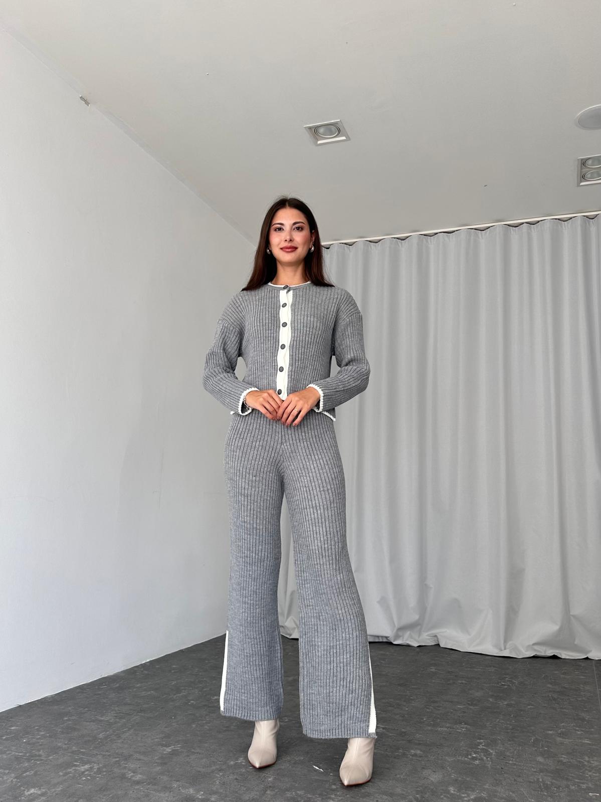 Triko Hırka-Pantolon Takım (Gri) - Görsel 3