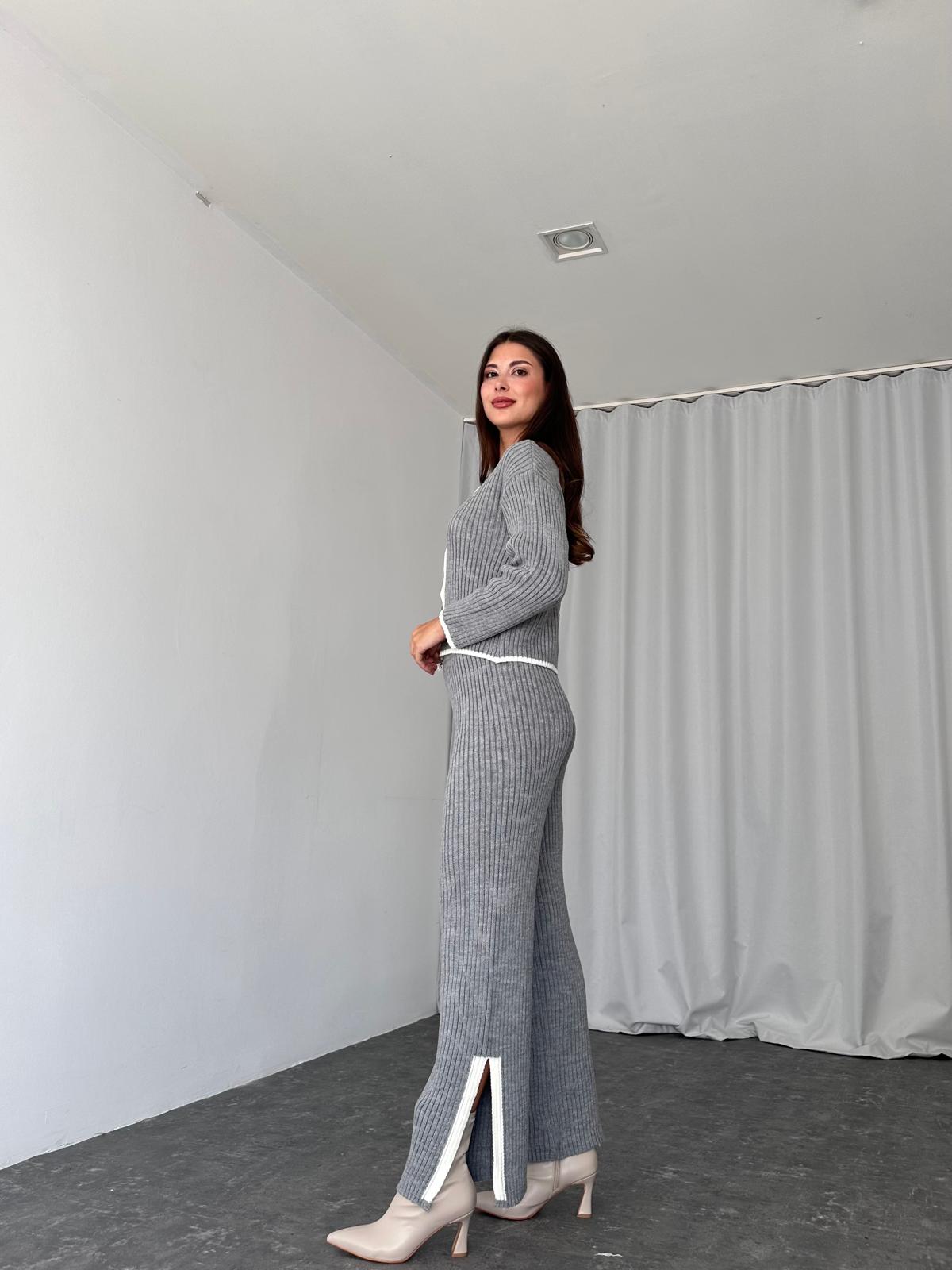 Triko Hırka-Pantolon Takım (Gri) - Görsel 5