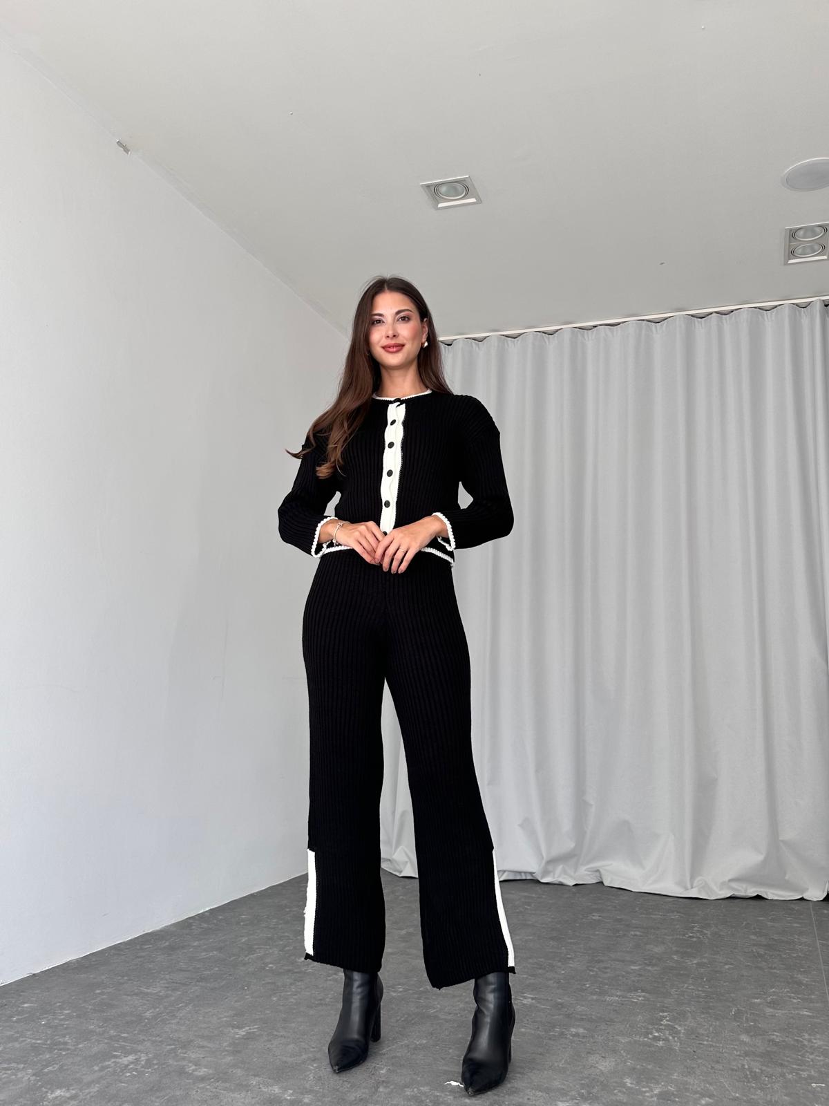 Triko Hırka-Pantolon Takım (Siyah) - Görsel 2