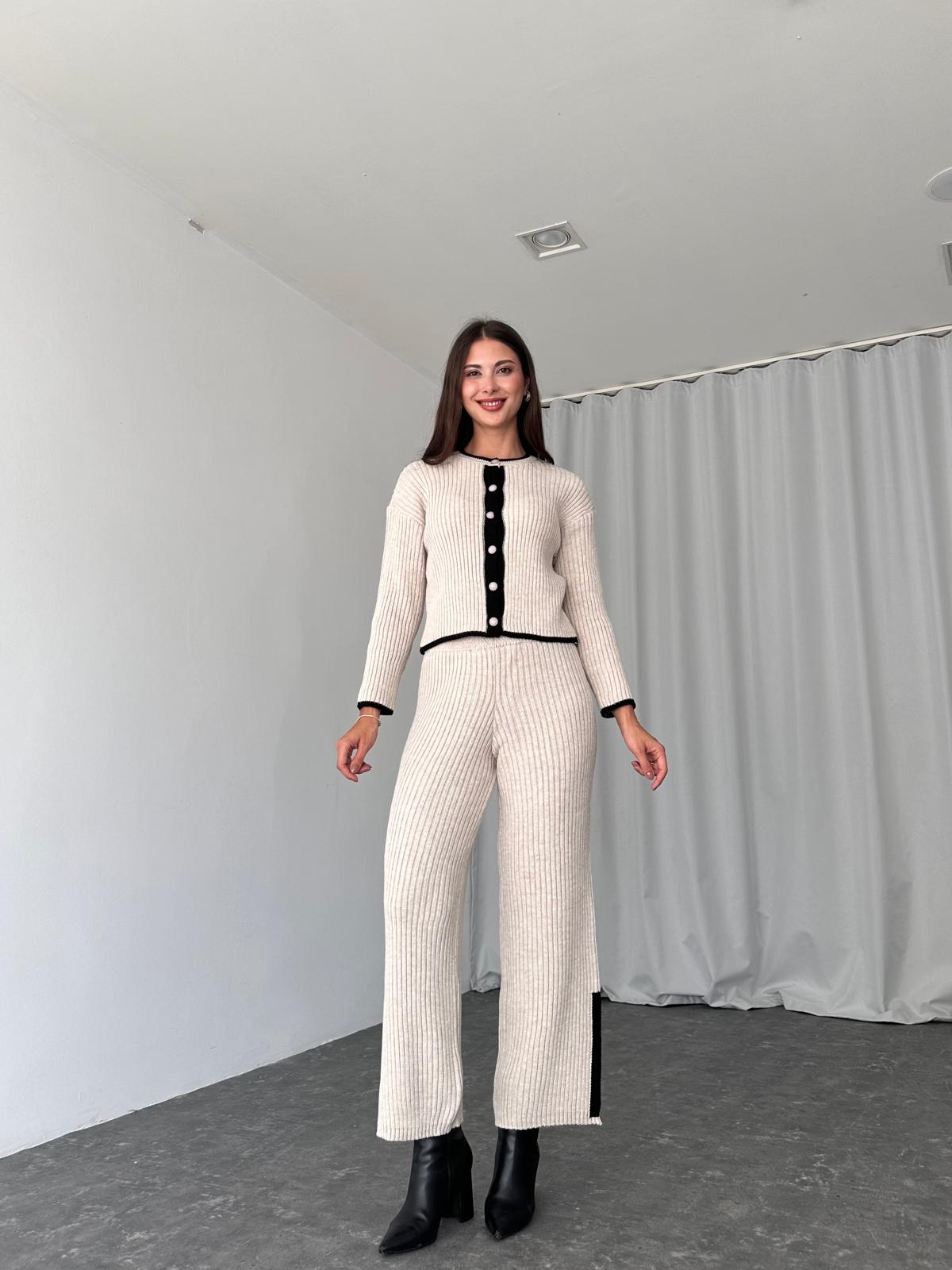 Triko Hırka-Pantolon Takım (Taş Rengi) - Görsel 5