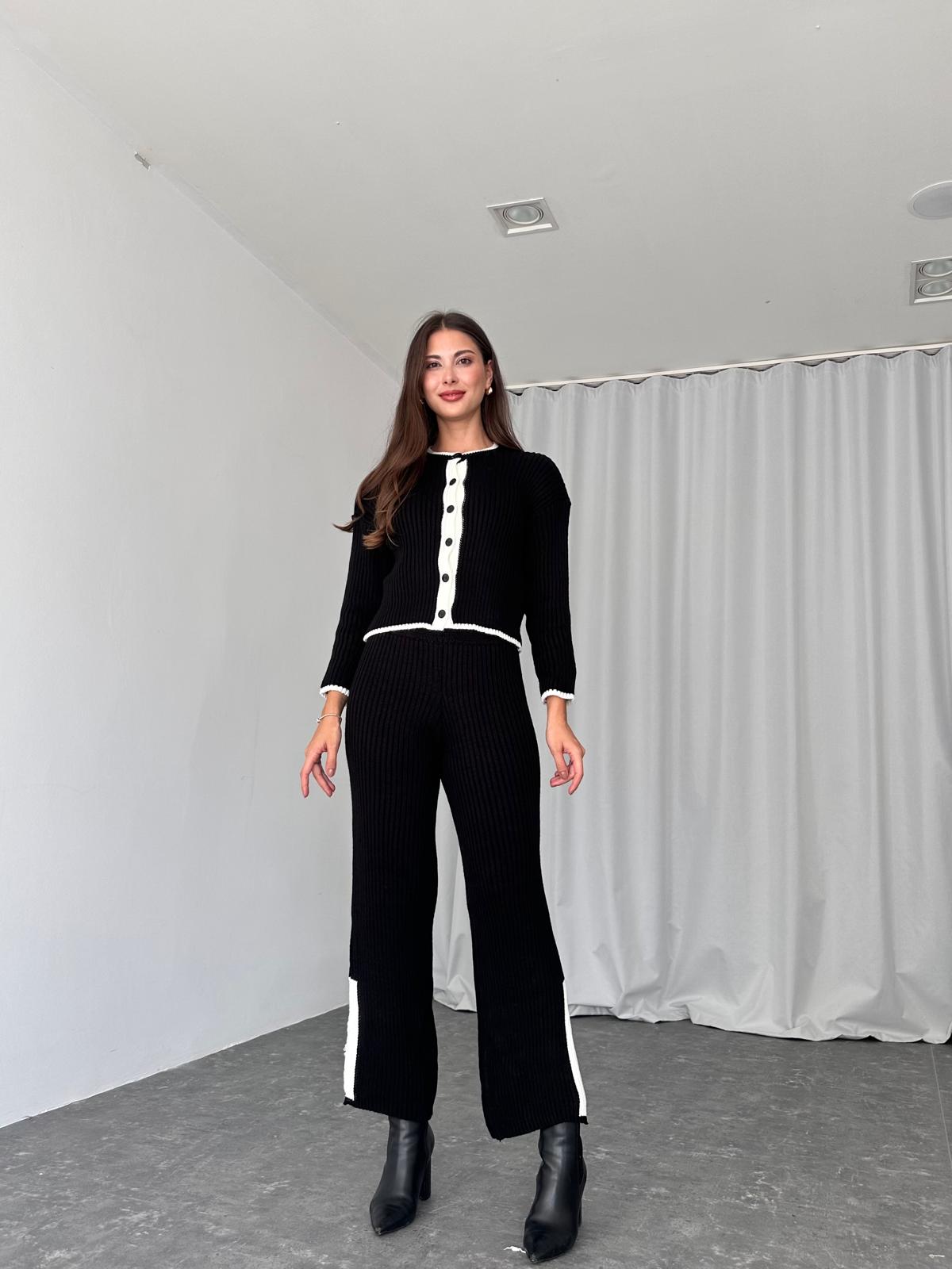 Triko Hırka-Pantolon Takım (Siyah) - Görsel 6