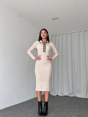 Triko Elbise (Taş Rengi)