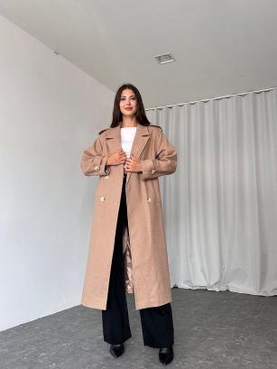 Uzun Kuşaklı Kaşe Kaban (Vizon)