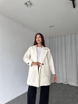 Kısa Kaşe Kaban (Beyaz)