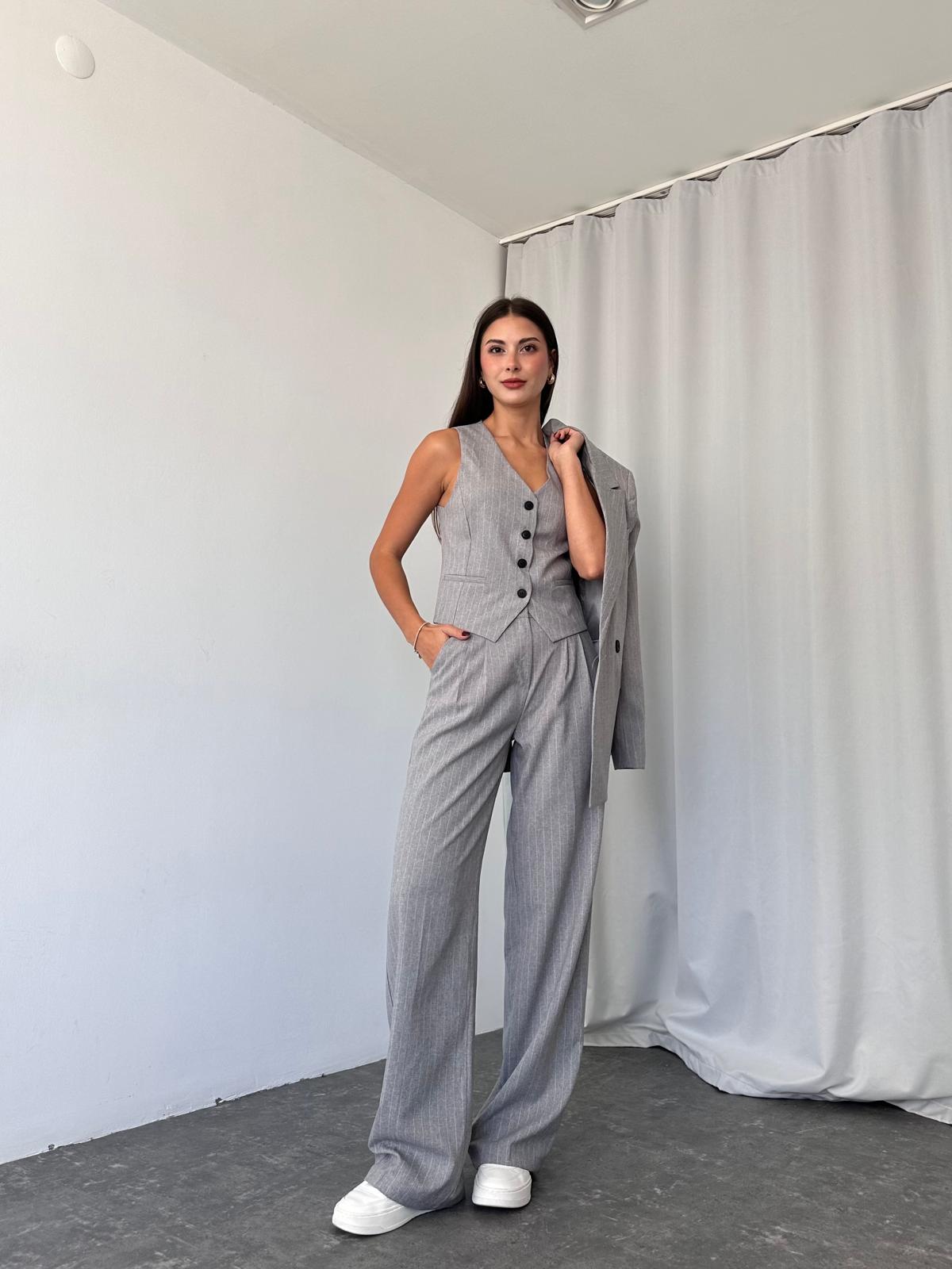 Çizgili Üçlü Takım (Gri) - Görsel 8