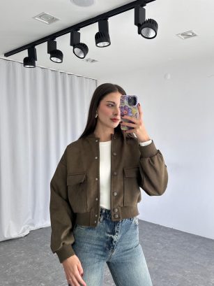 Süet Bomber Ceket (Haki)