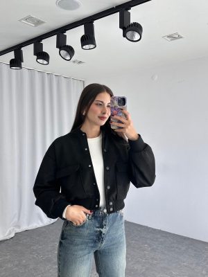 Süet Bomber Ceket (Siyah)