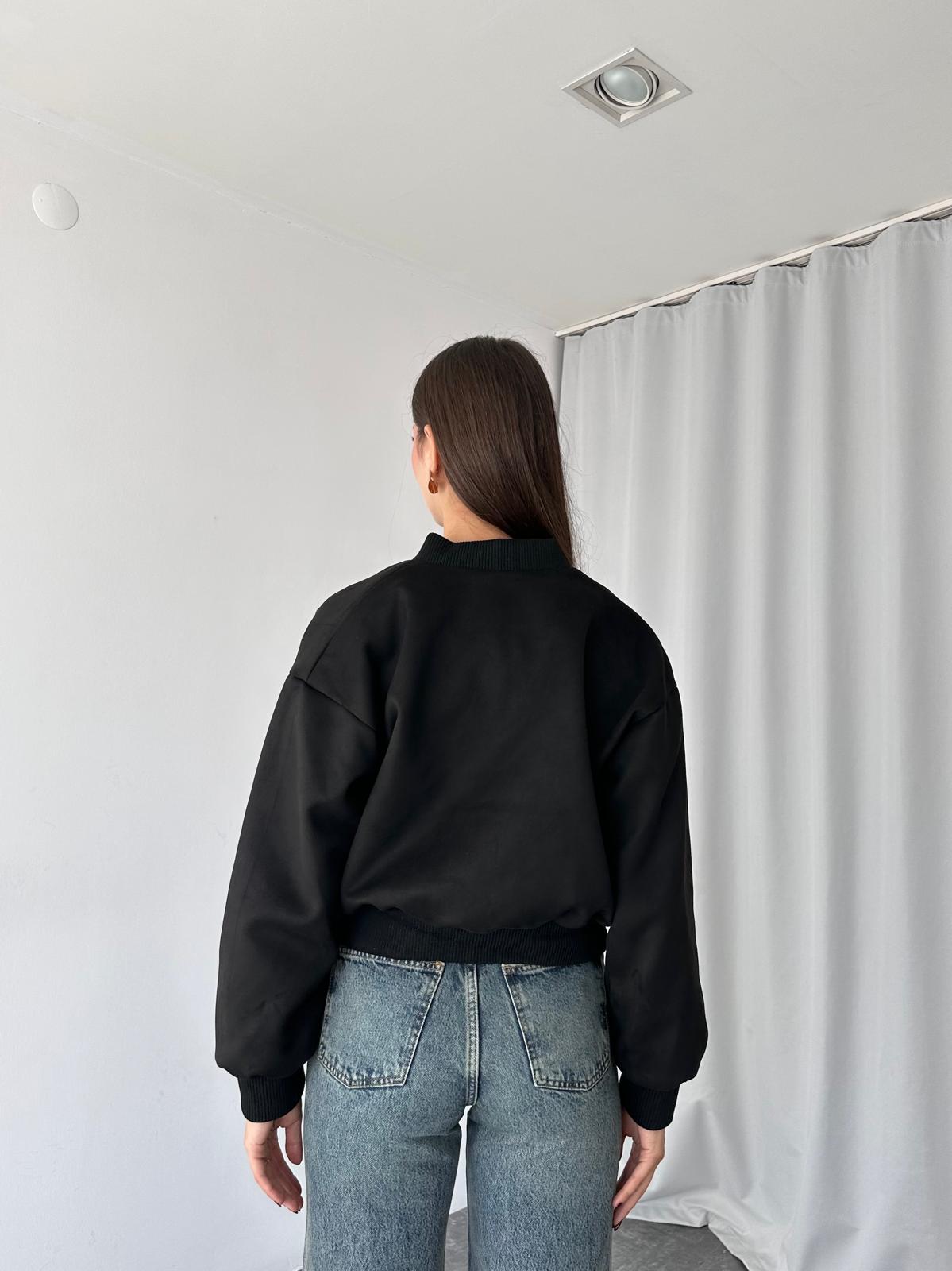 Süet Bomber Ceket (Siyah) - Görsel 9