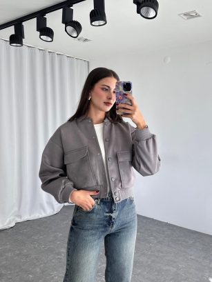 Süet Bomber Ceket (Gri)