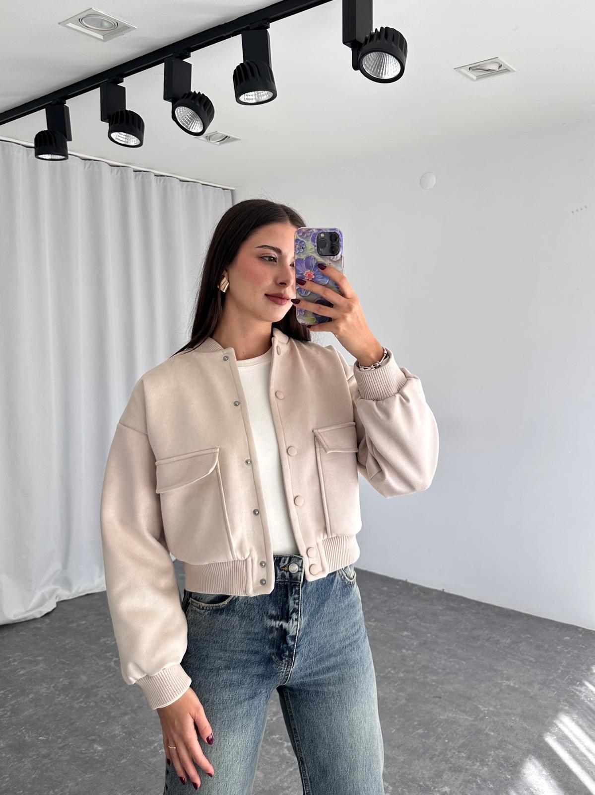 Süet Bomber Ceket (Taş Rengi)