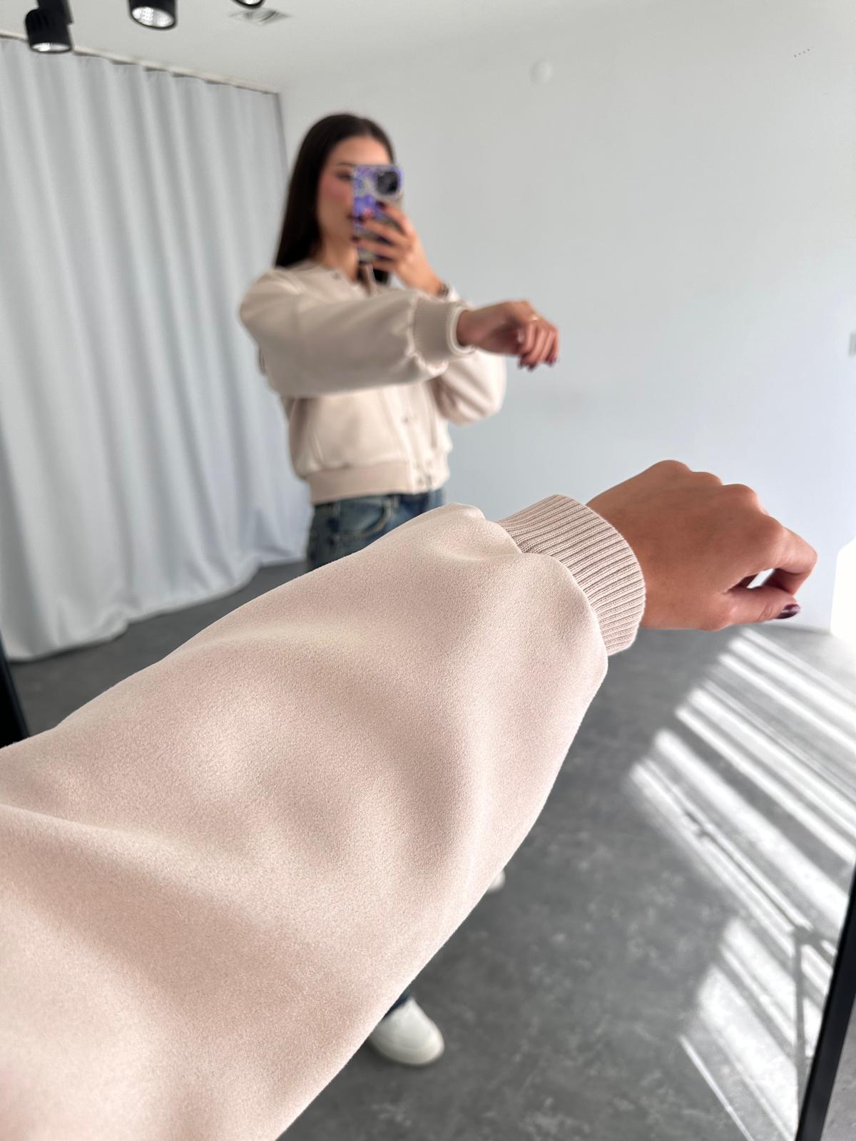 Süet Bomber Ceket (Taş Rengi) - Görsel 3