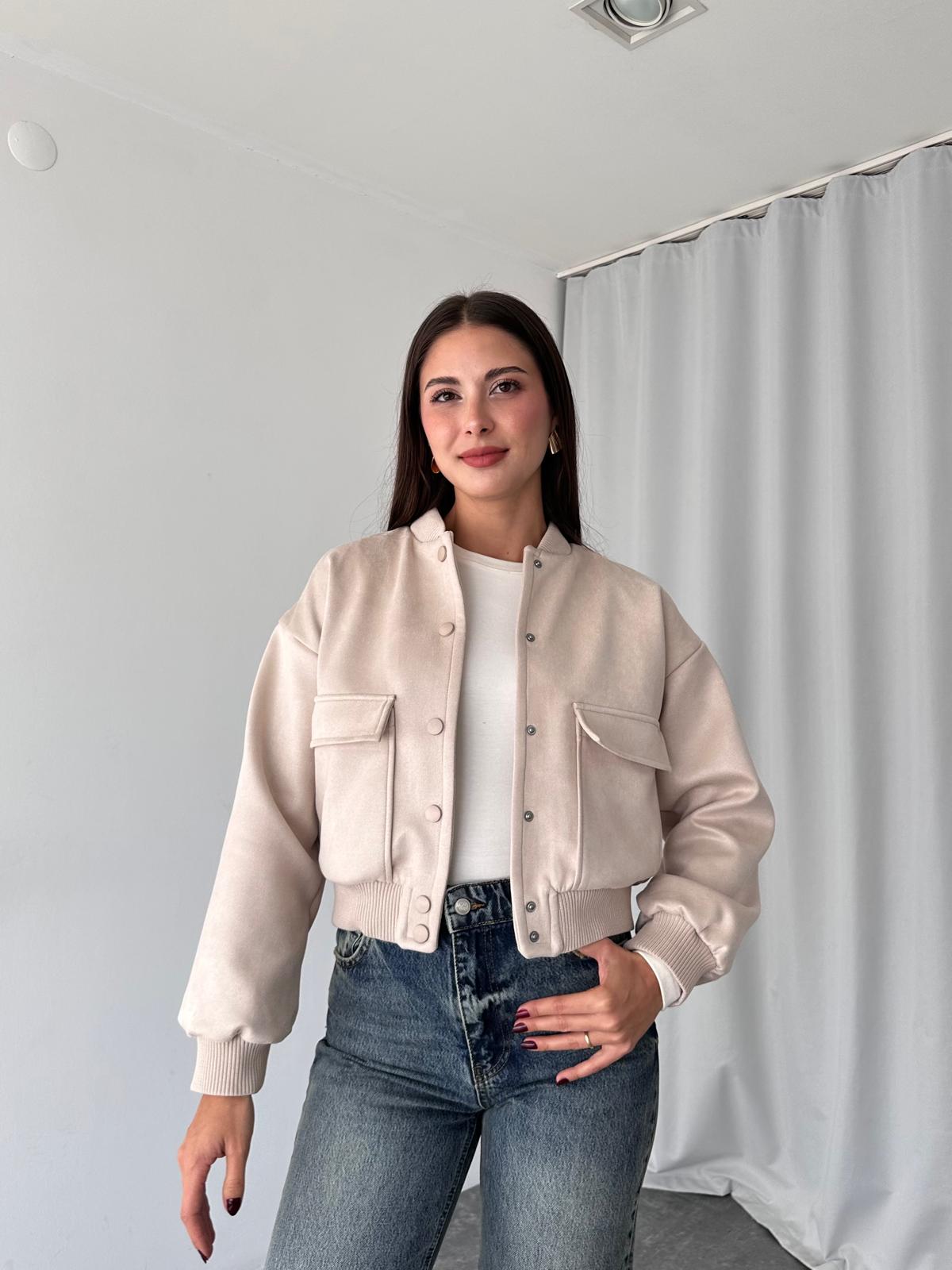 Süet Bomber Ceket (Taş Rengi) - Görsel 4